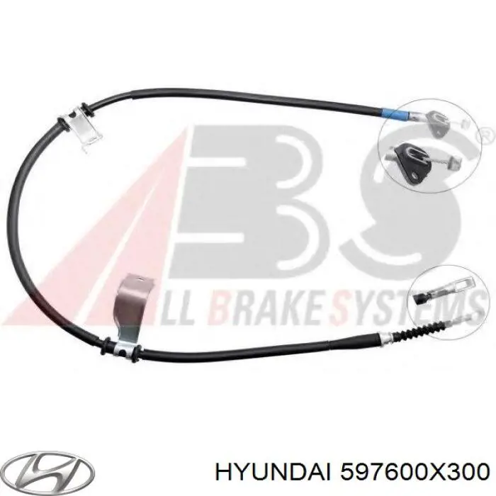 597600X300 Hyundai/Kia трос ручного тормоза задний левый