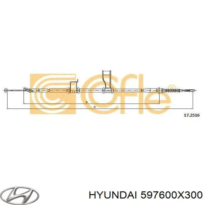 Купить 597600X300 Hyundai/Kia Трос стояночного тормоза задний левый