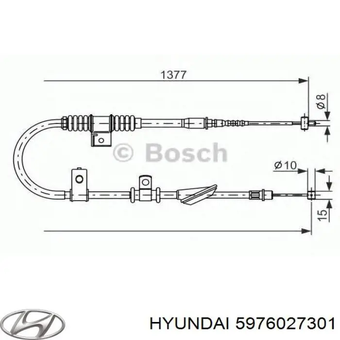 Купить 5976027301 Hyundai/Kia Трос стояночного тормоза задний левый