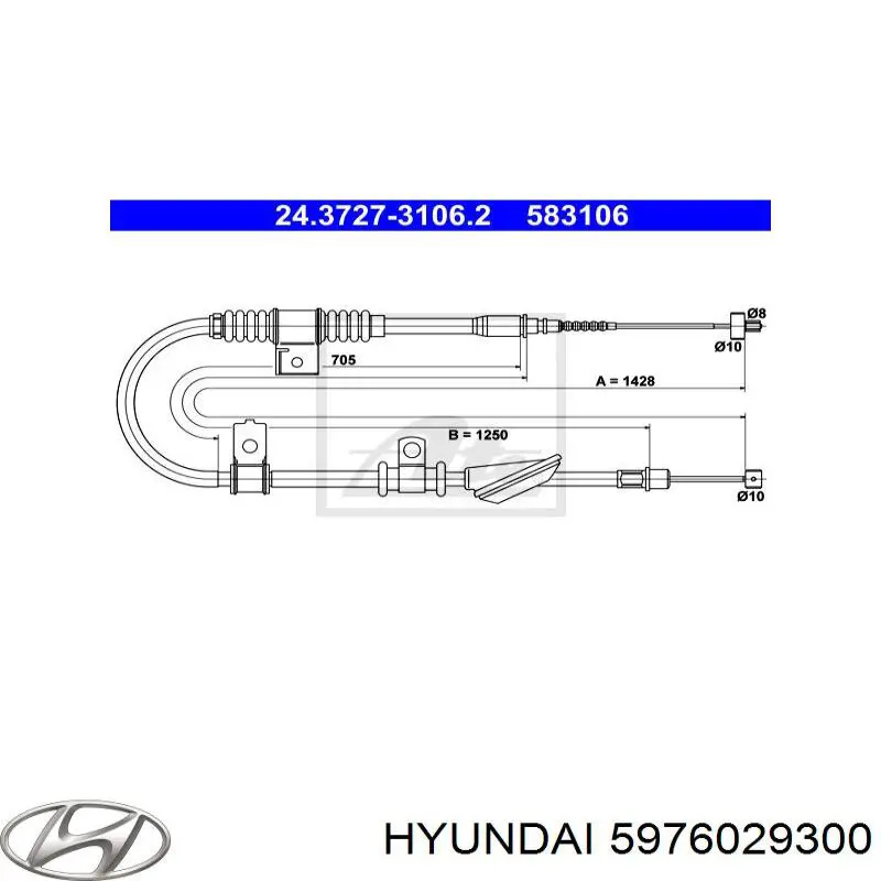 Трос ручного тормоза задний Hyundai/Kia 5976029300 цена, от 22.88 USD