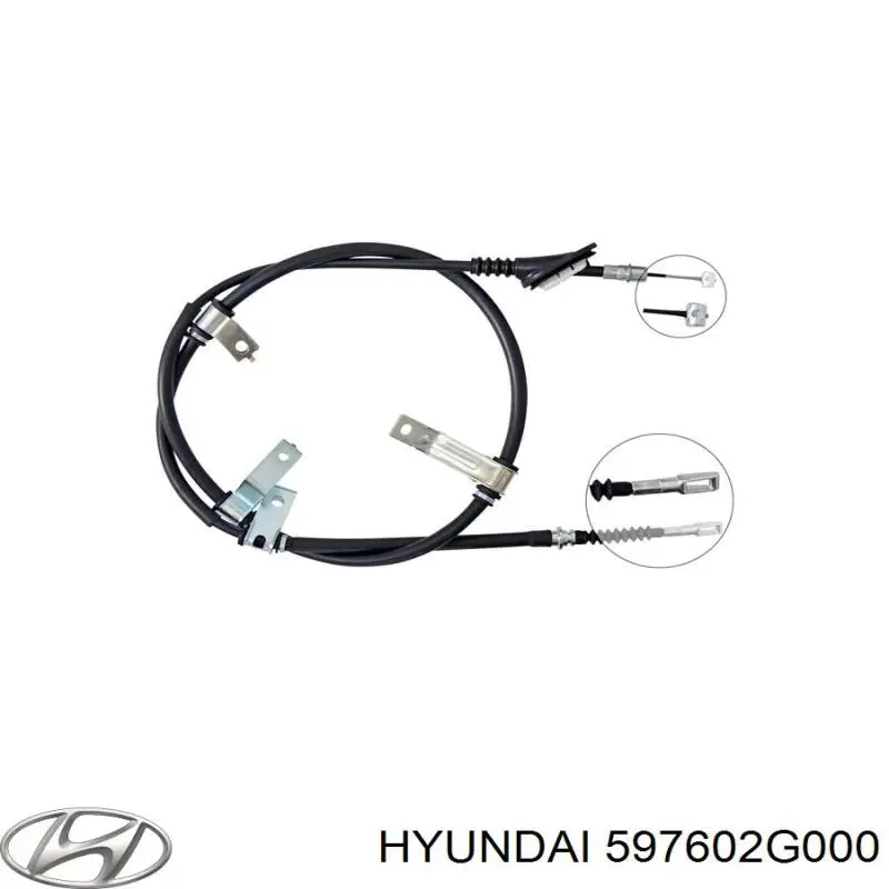 Купить 597602G000 Hyundai/Kia Трос стояночного тормоза задний левый