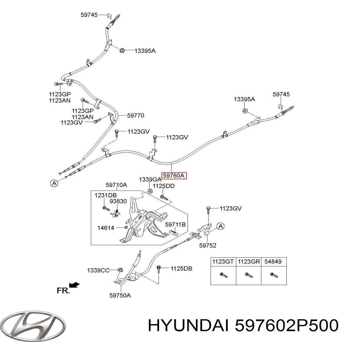 Трос ручного тормоза задний Hyundai/Kia 597602P500 цена, от 38.87 USD