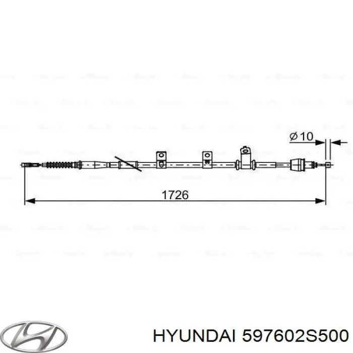 Купить 597602S500 Hyundai/Kia Трос стояночного тормоза задний левый