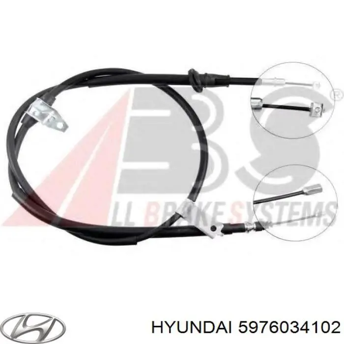 5976034102 Hyundai/Kia трос ручного тормоза задний левый