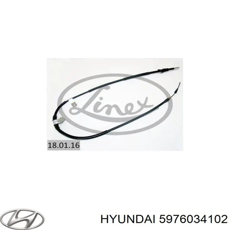 Купить 5976034102 Hyundai/Kia Трос стояночного тормоза задний левый