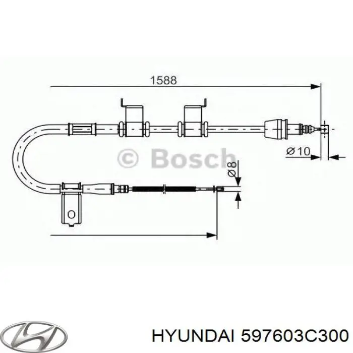 Трос ручника 597603C300 Hyundai/Kia