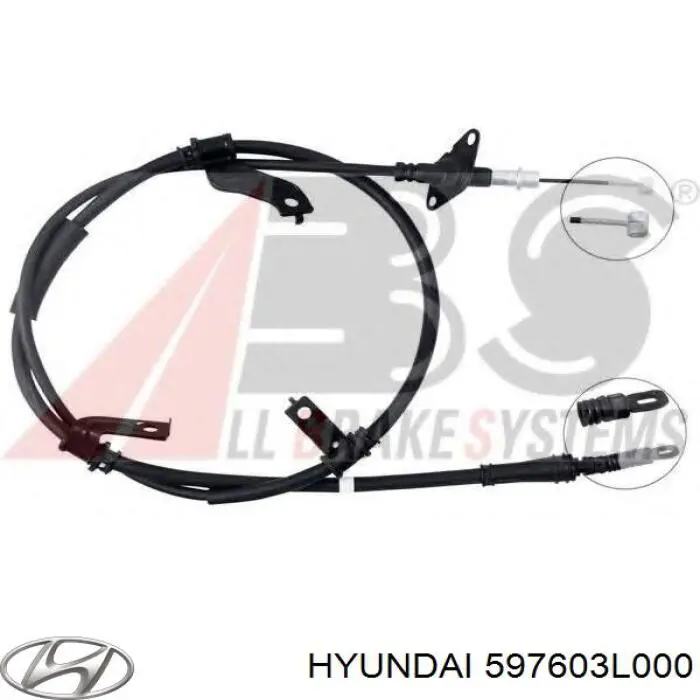 597603L000 Hyundai/Kia cabo do freio de estacionamento traseiro esquerdo