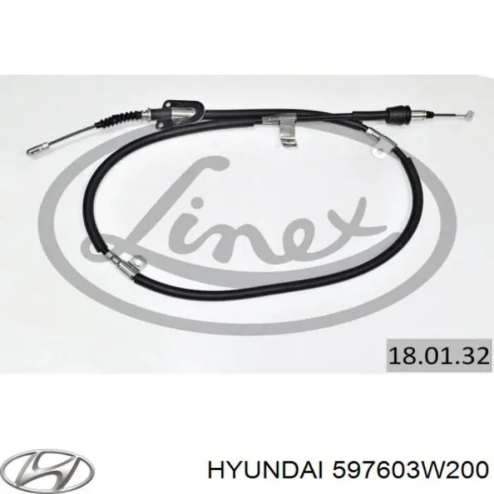597603W200 Hyundai/Kia трос ручного тормоза задний левый
