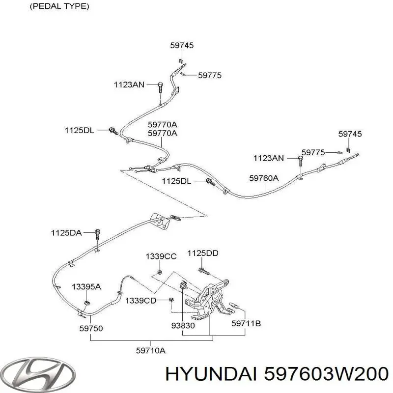 Трос ручного тормоза задний Hyundai/Kia 597603W200 цена, от 27.20 USD