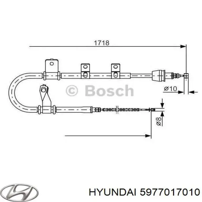 Трос ручника задний правый Hyundai/Kia 5977017010