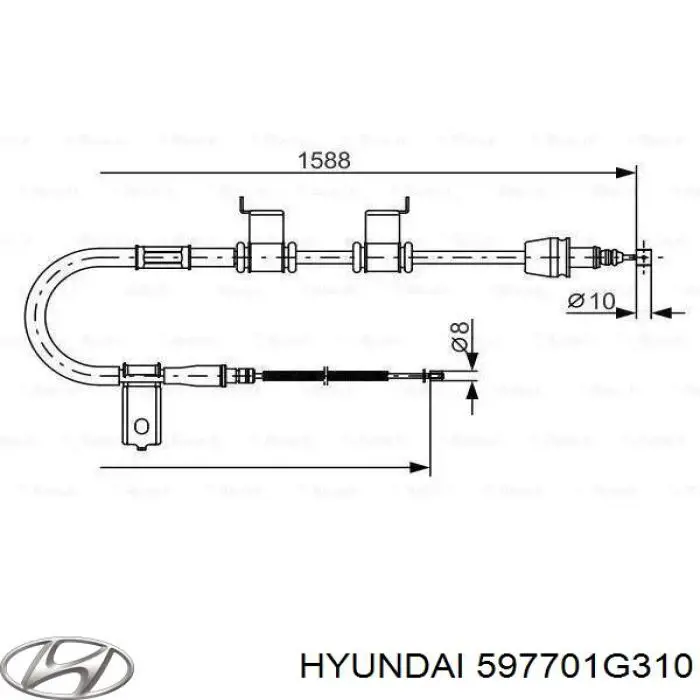 597701G310 Hyundai/Kia трос ручного тормоза задний правый