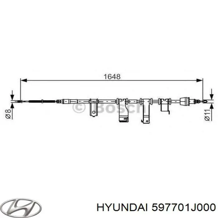 Трос стояночного тормоза задний правый Hyundai/Kia 597701J000 цена, от 32.27 USD