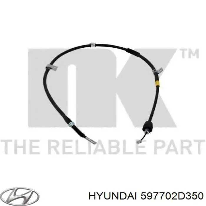 597702D350 Hyundai/Kia трос ручного тормоза задний правый