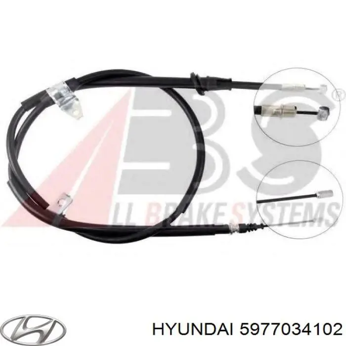5977034102 Hyundai/Kia Трос ручного тормоза задний, правый