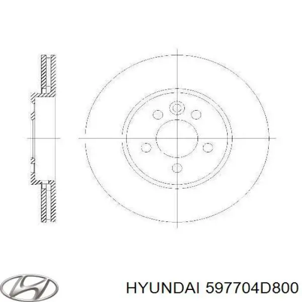 597704D800 Hyundai/Kia трос ручного тормоза задний правый