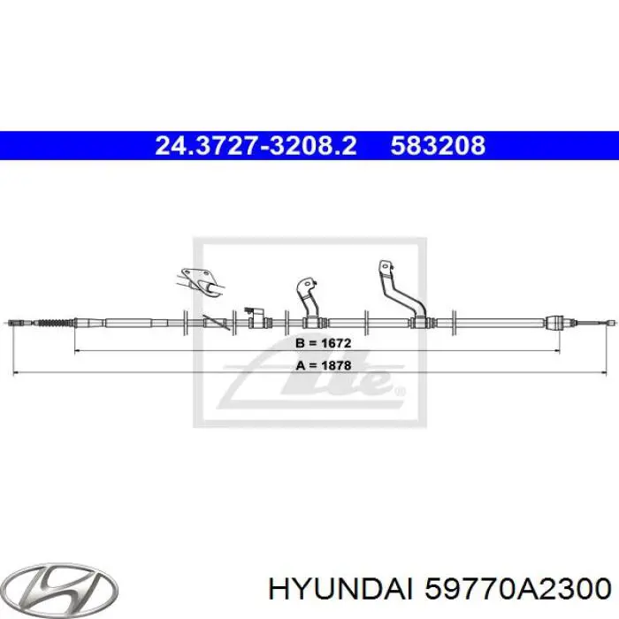 59770A2300 Hyundai/Kia трос ручного тормоза задний правый