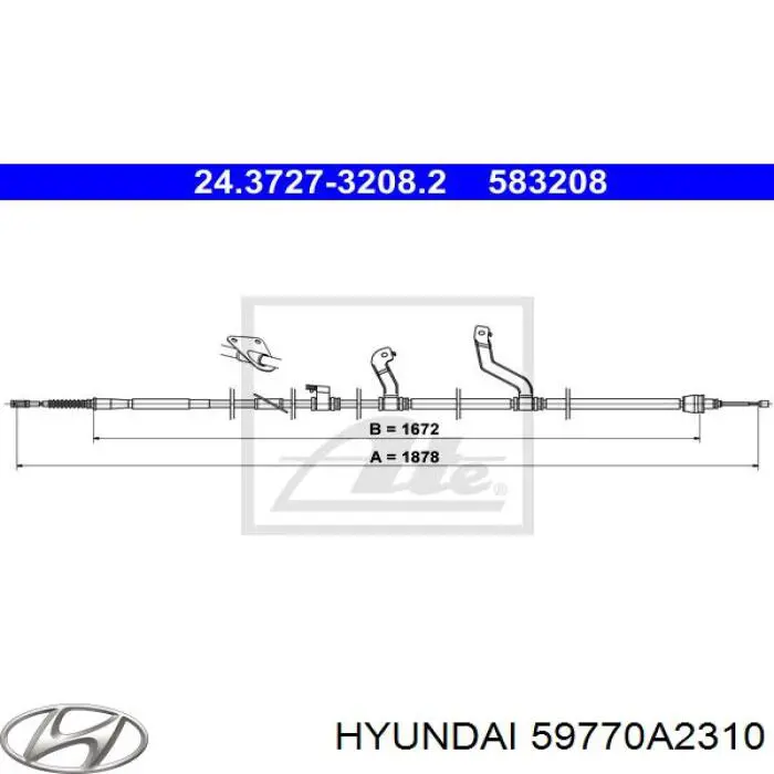 59770A2310 Hyundai/Kia трос ручного тормоза задний правый