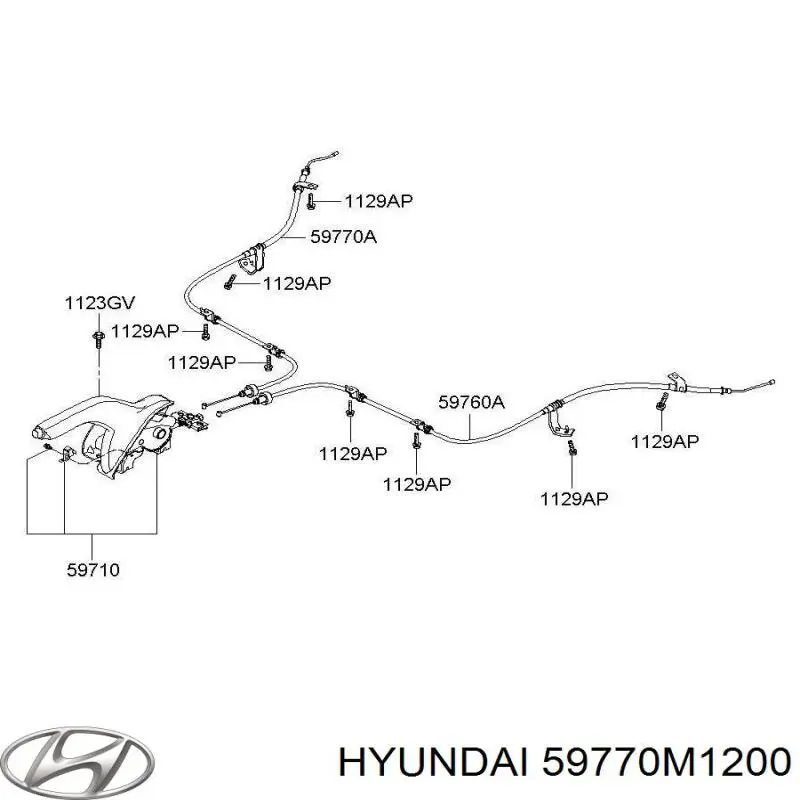 Купить 59770M1200 Hyundai/Kia Задний правый трос ручника