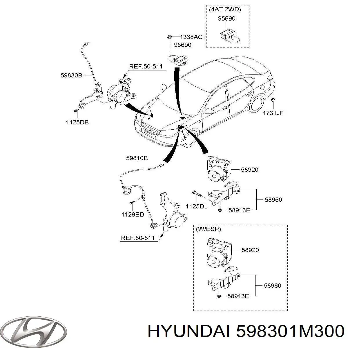Купить 598301M300 Hyundai/Kia Датчик антиблокировочной системы торможения