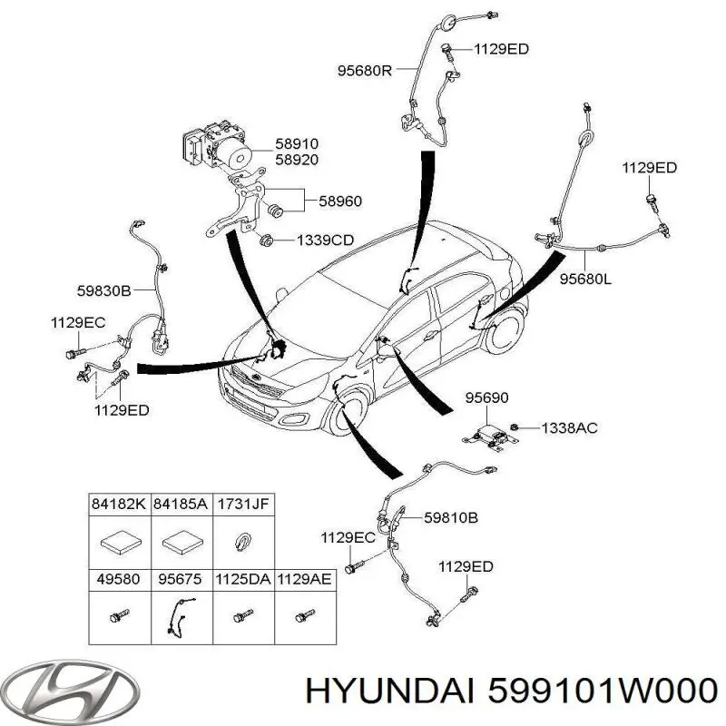 Датчик АБС (ABS) задний левый 599101W000 Hyundai/Kia