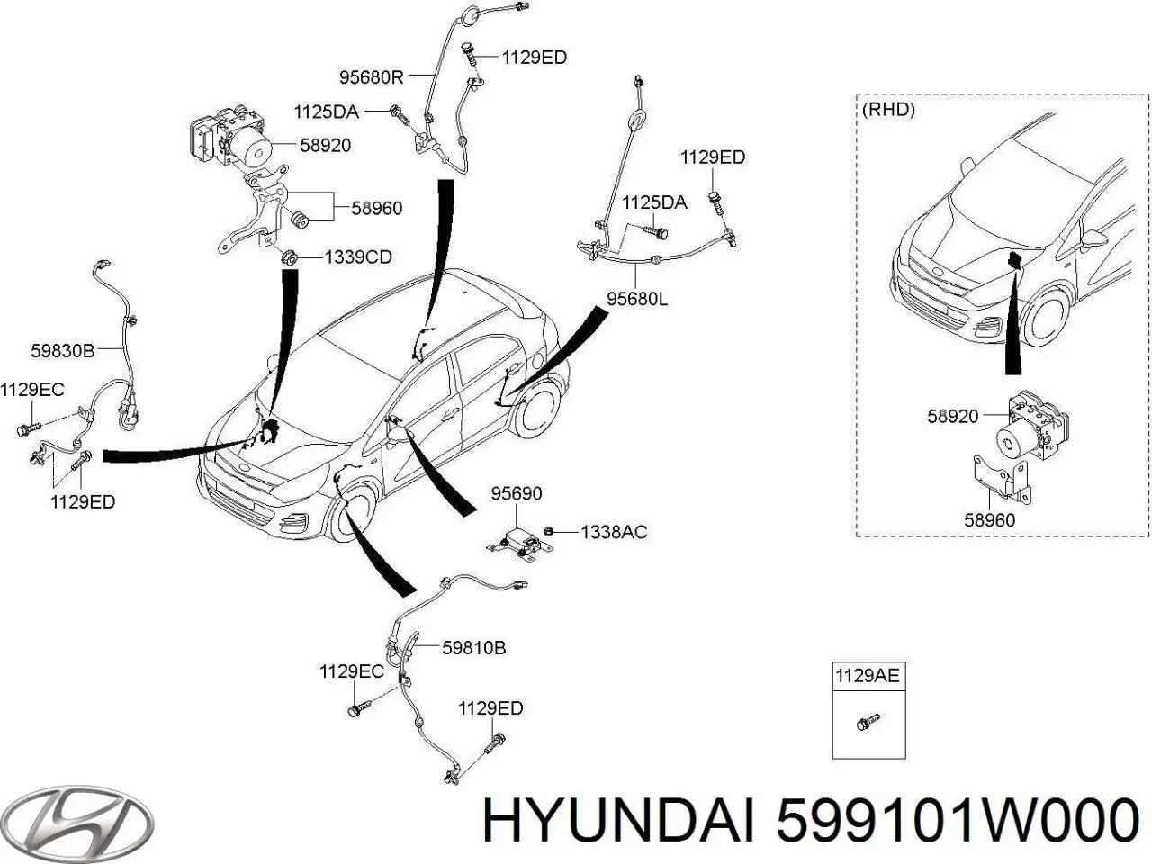 Датчик АБС (ABS) задний, левый Hyundai/Kia 599101W000 цена, от 25.34 USD