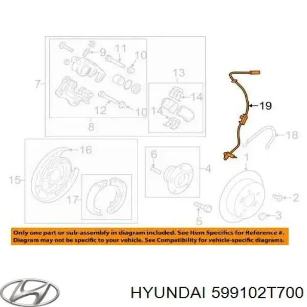 Датчик АБС (ABS) задний, левый Hyundai/Kia 599102T700 цена, от 19.00 USD