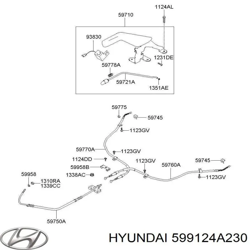 Трос ручного тормоза задний Hyundai/Kia 599124A230 цена, от 17.71 USD