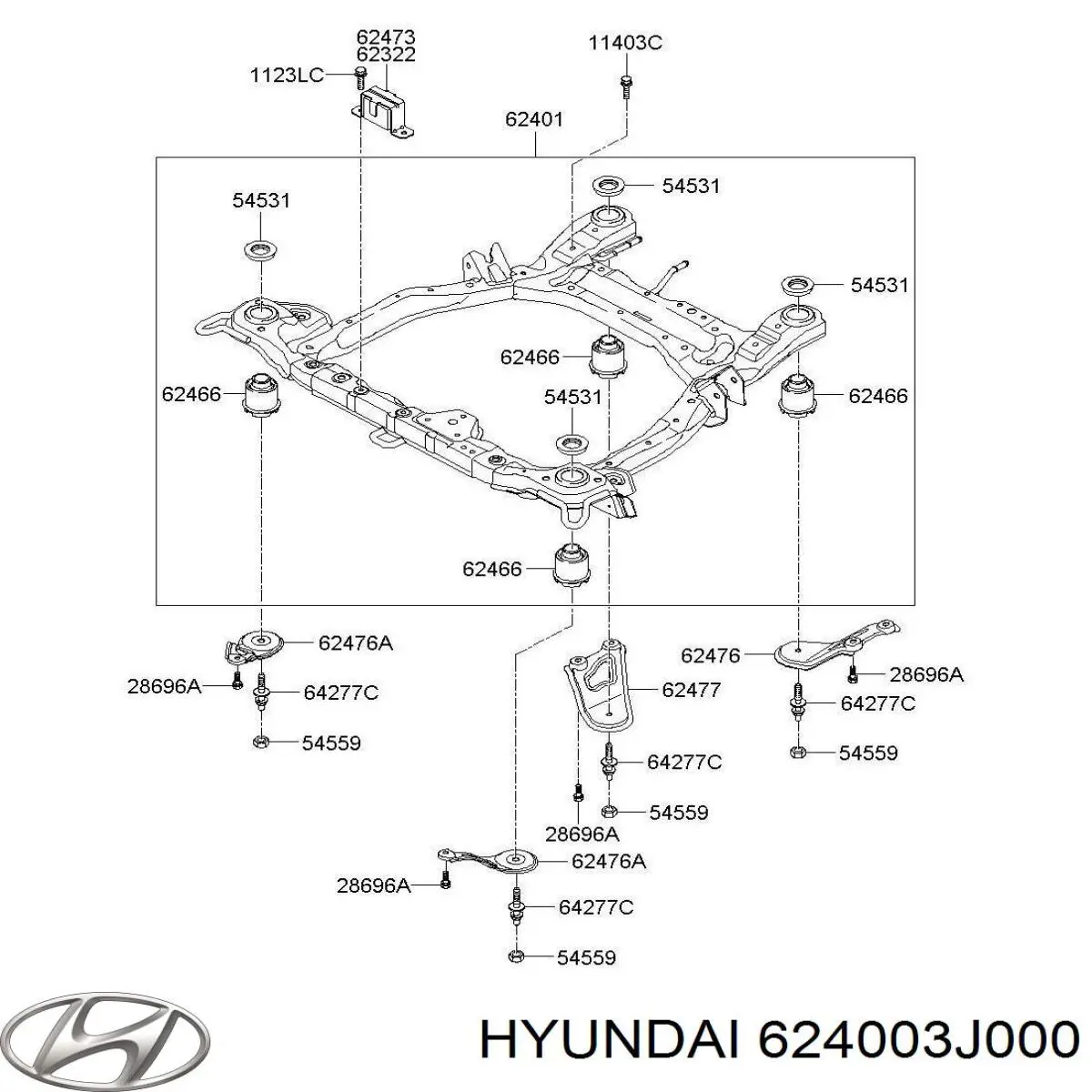 624003J000 Hyundai/Kia балка передней подвески (подрамник)