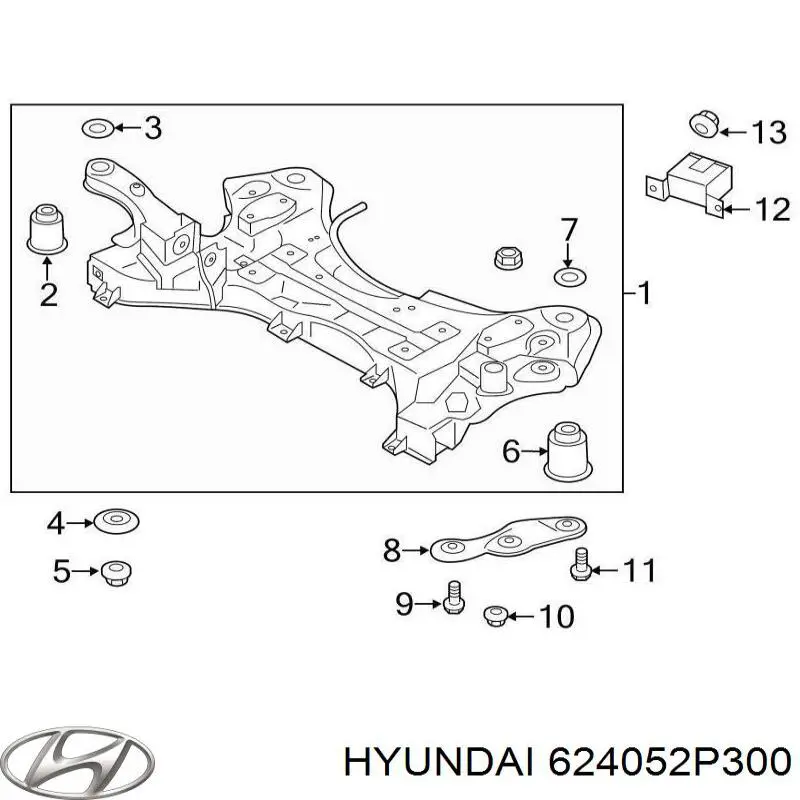 624052P300 Hyundai/Kia viga de suspensão dianteira (plataforma veicular)