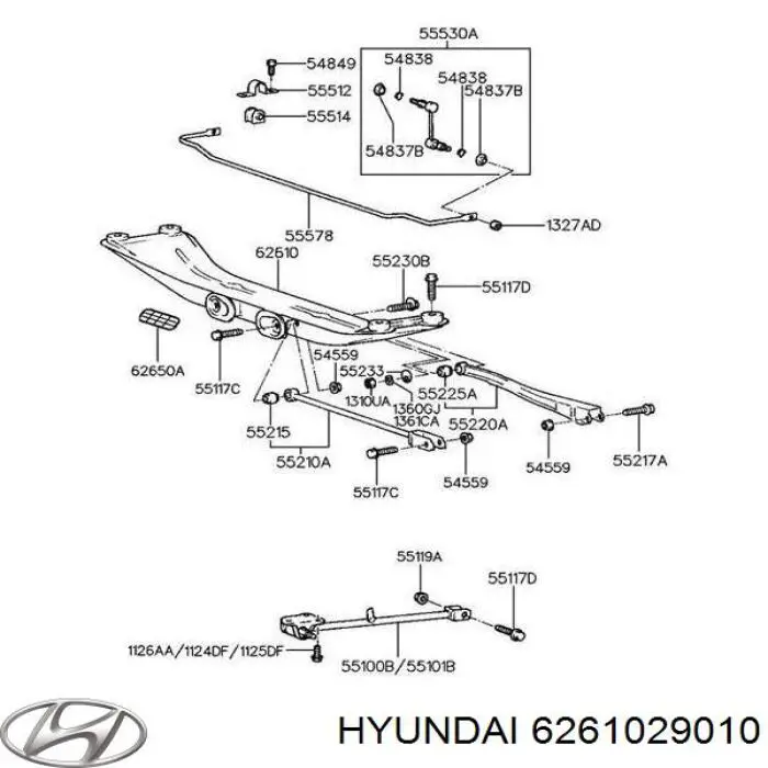 Балка задней подвески (подрамник) 6261029010 Hyundai/Kia