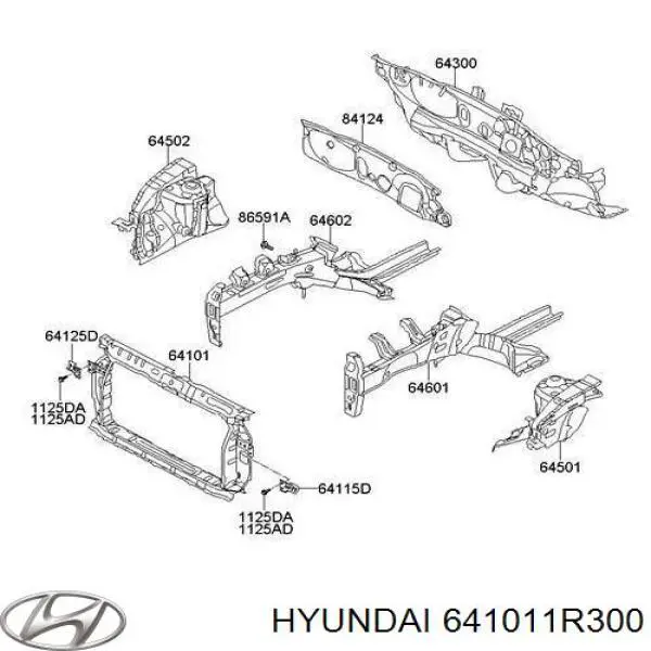 Рамка радиатора 641011R300 Hyundai/Kia