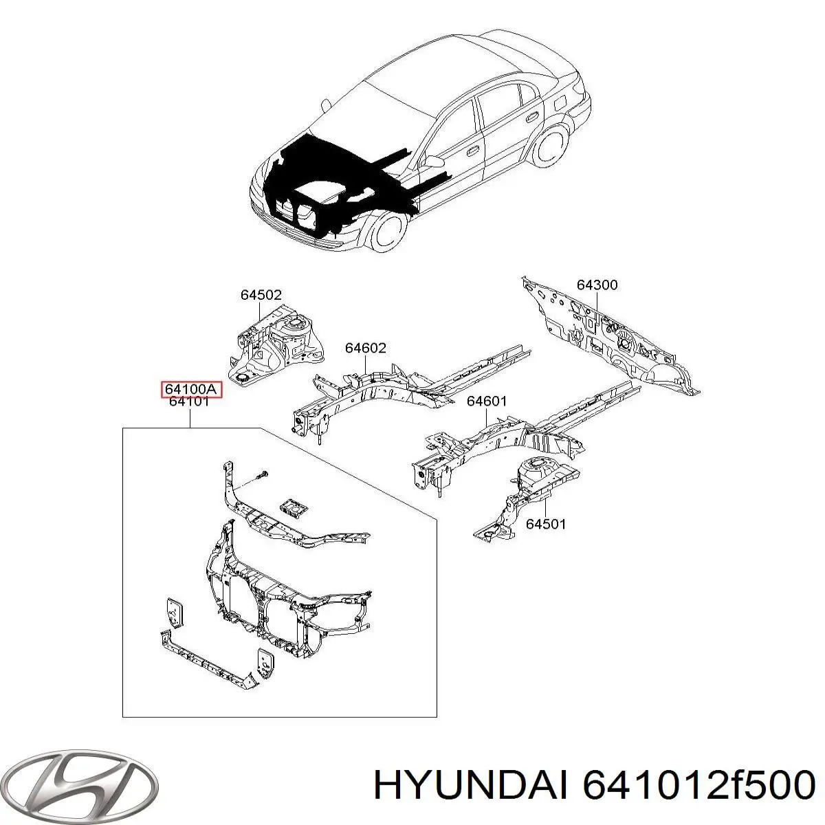 Панель передняя Hyundai/Kia 641012F500 цена, от 190.05 USD