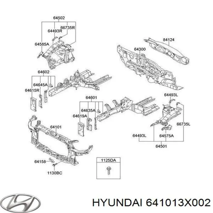 641013X002 Hyundai/Kia suporte do radiador montado (painel de montagem de fixação das luzes)