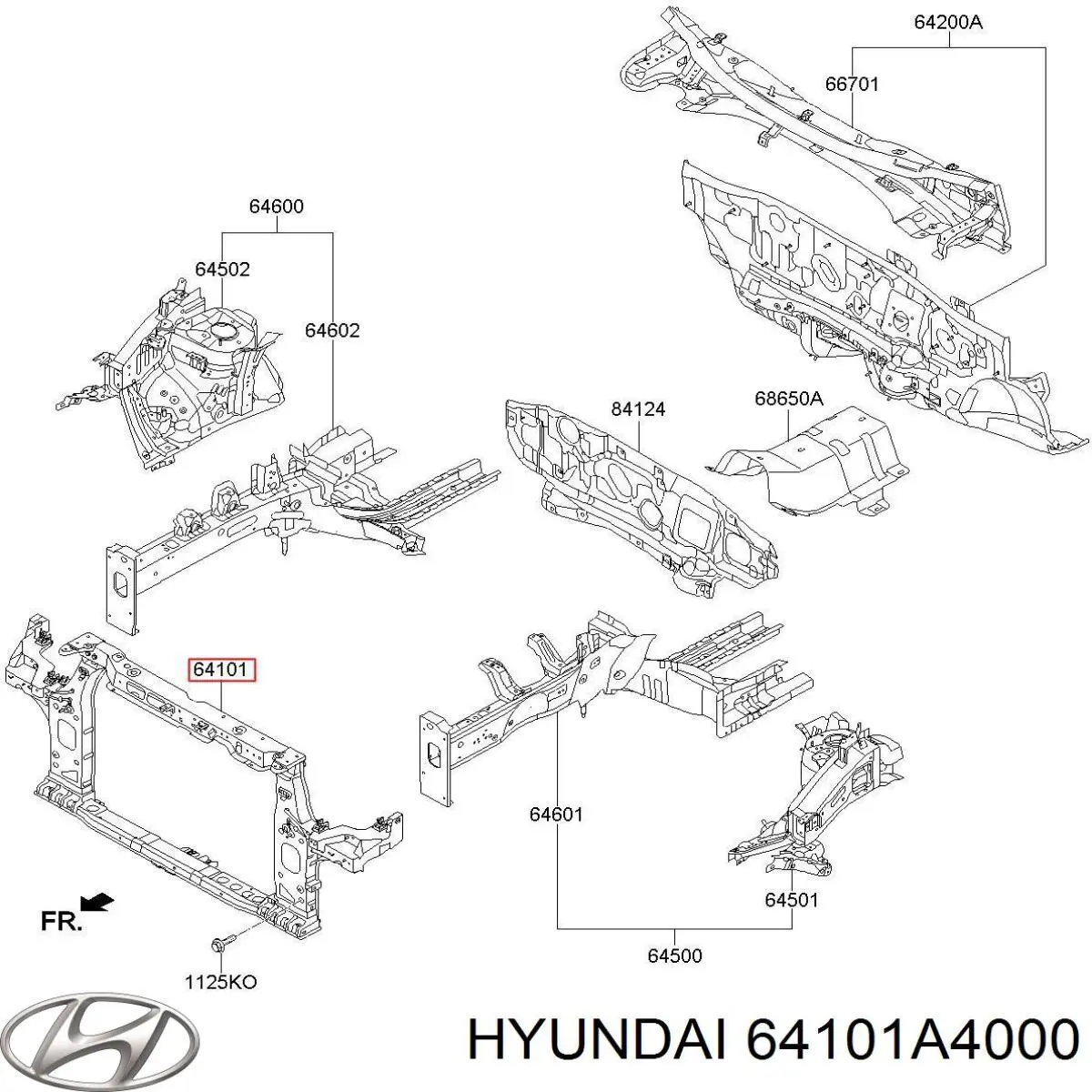 Панель передняя Hyundai/Kia 64101A4000 цена, от 280.23 USD