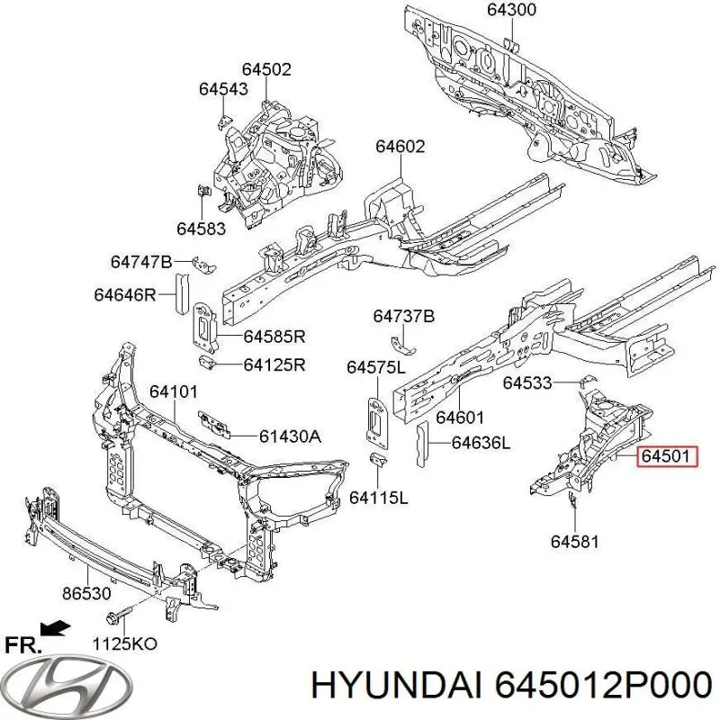 Арка крыла переднего левого 645012P000 Hyundai/Kia