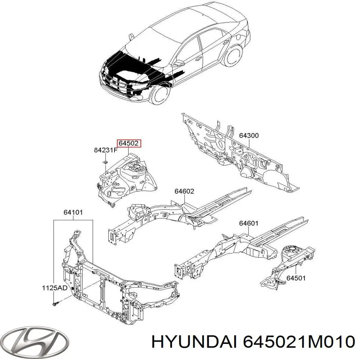 Арка крыла переднего правого Hyundai/Kia 645021M010 цена, от 709.97 USD