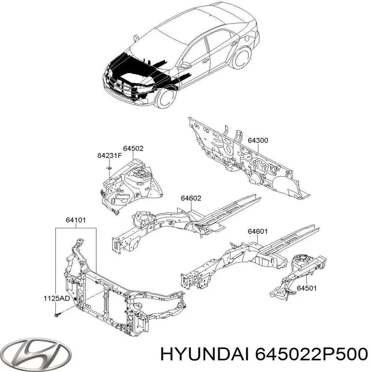 Арка крыла переднего правого Hyundai/Kia 645022P500 цена, от 280.59 USD