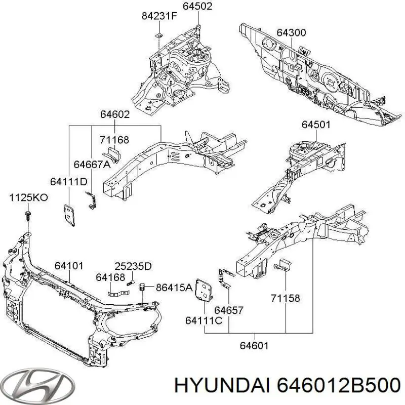 Левый передний лонжерон Hyundai/Kia 646012B500 цена, от 126.69 USD