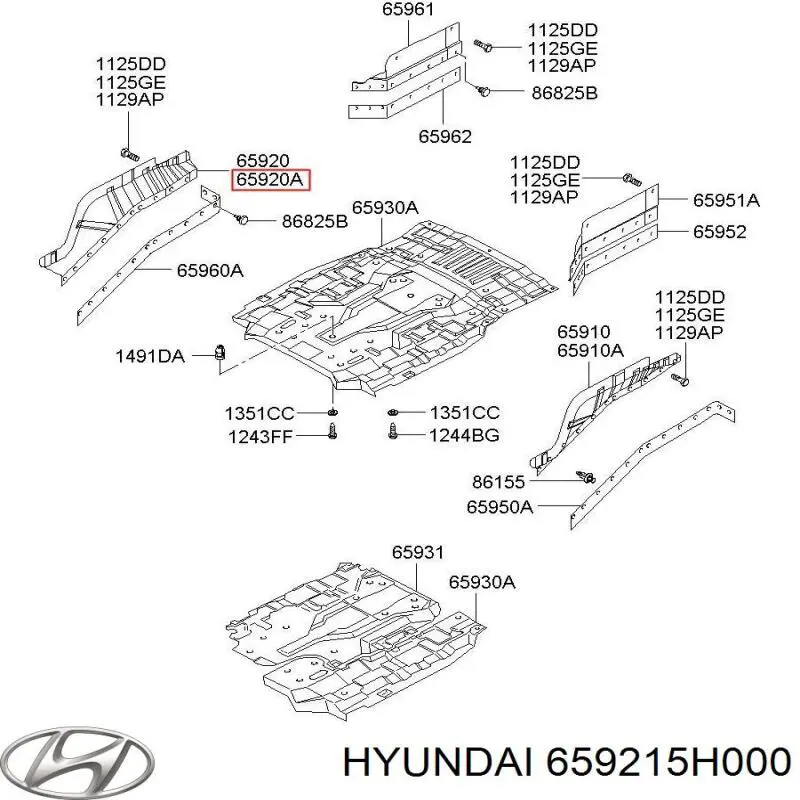 659215H000 Hyundai/Kia защита двигателя правая