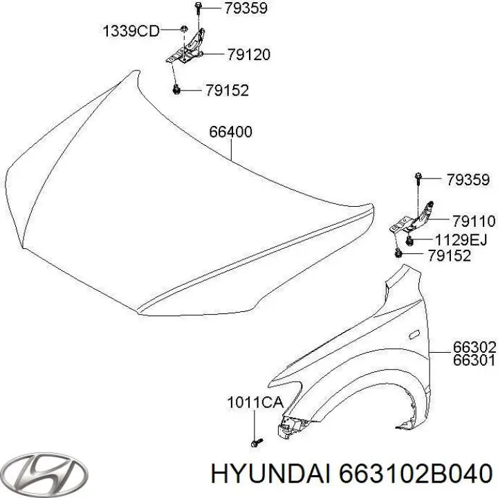 Крыло переднее левое 663100W260 Hyundai/Kia