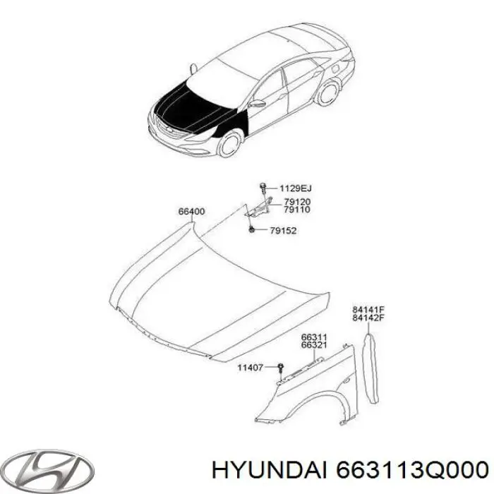 Крыло переднее левое 663113Q000 Hyundai/Kia