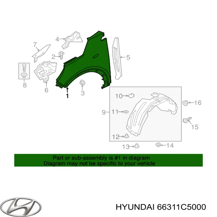 Крыло переднее левое Amparts APKI0801 цена, от 47.97 USD