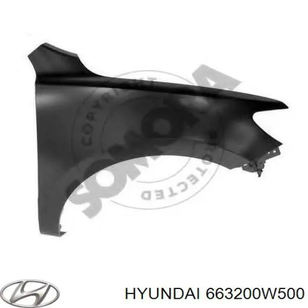 Крыло переднее правое 663200W500 Hyundai/Kia