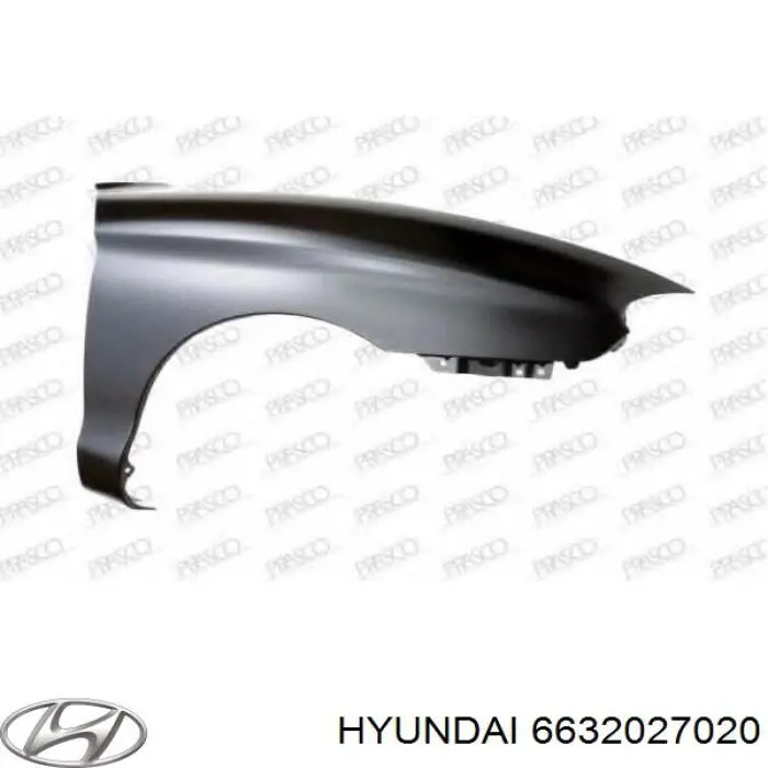 Крыло переднее правое 6632027020 Hyundai/Kia