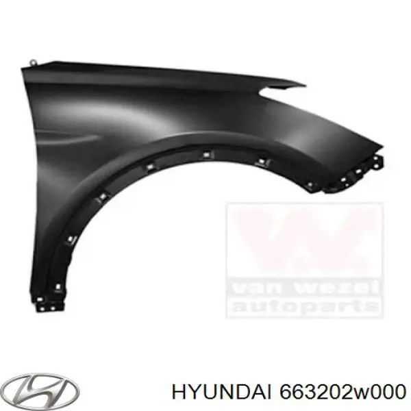Крыло переднее правое Hyundai/Kia 663202W000