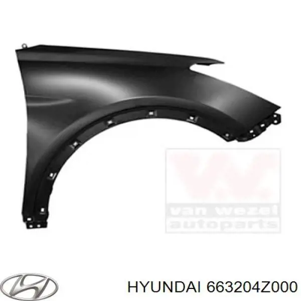 663204Z000 Hyundai/Kia pára-lama dianteiro direito