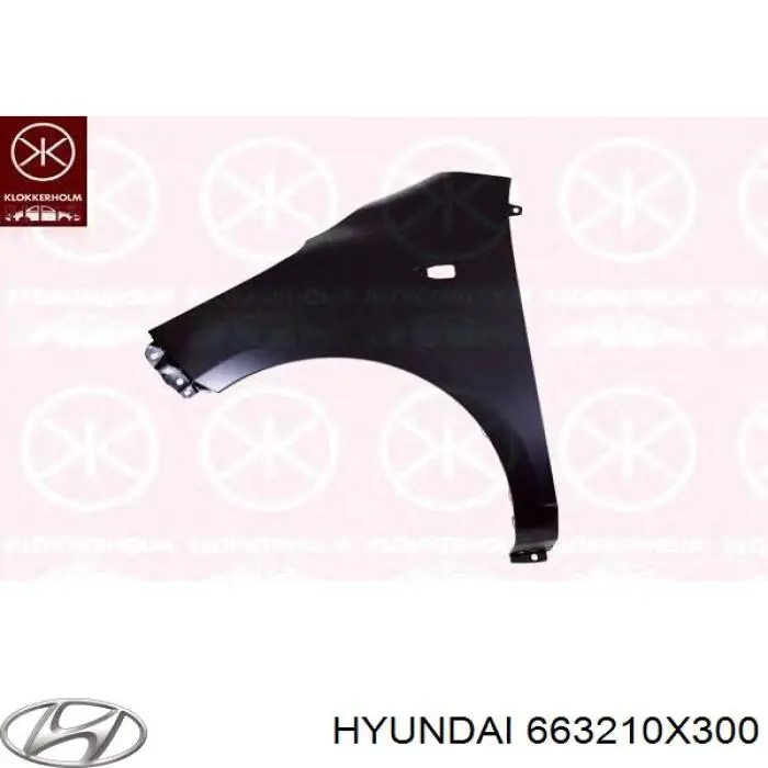 Guardabarros delantero derecho 663210X300 Hyundai/Kia