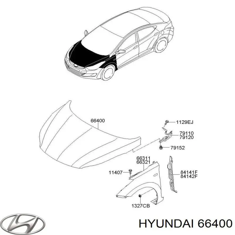 Капот двигателя Hyundai/Kia 0K54G52310
