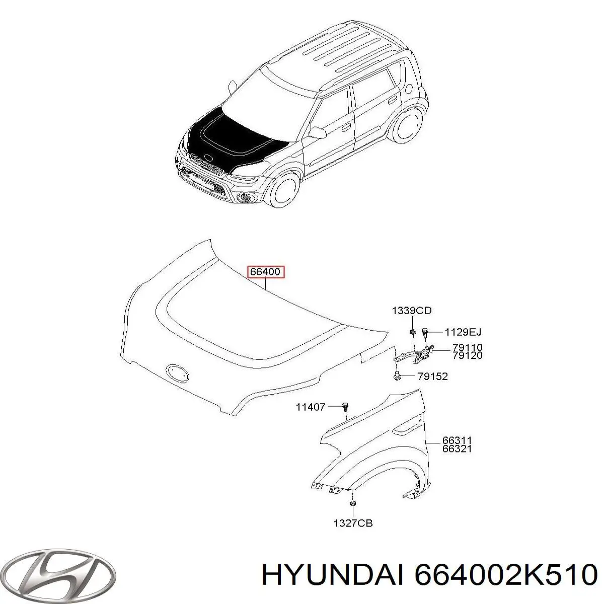 664002K510 Hyundai/Kia капот