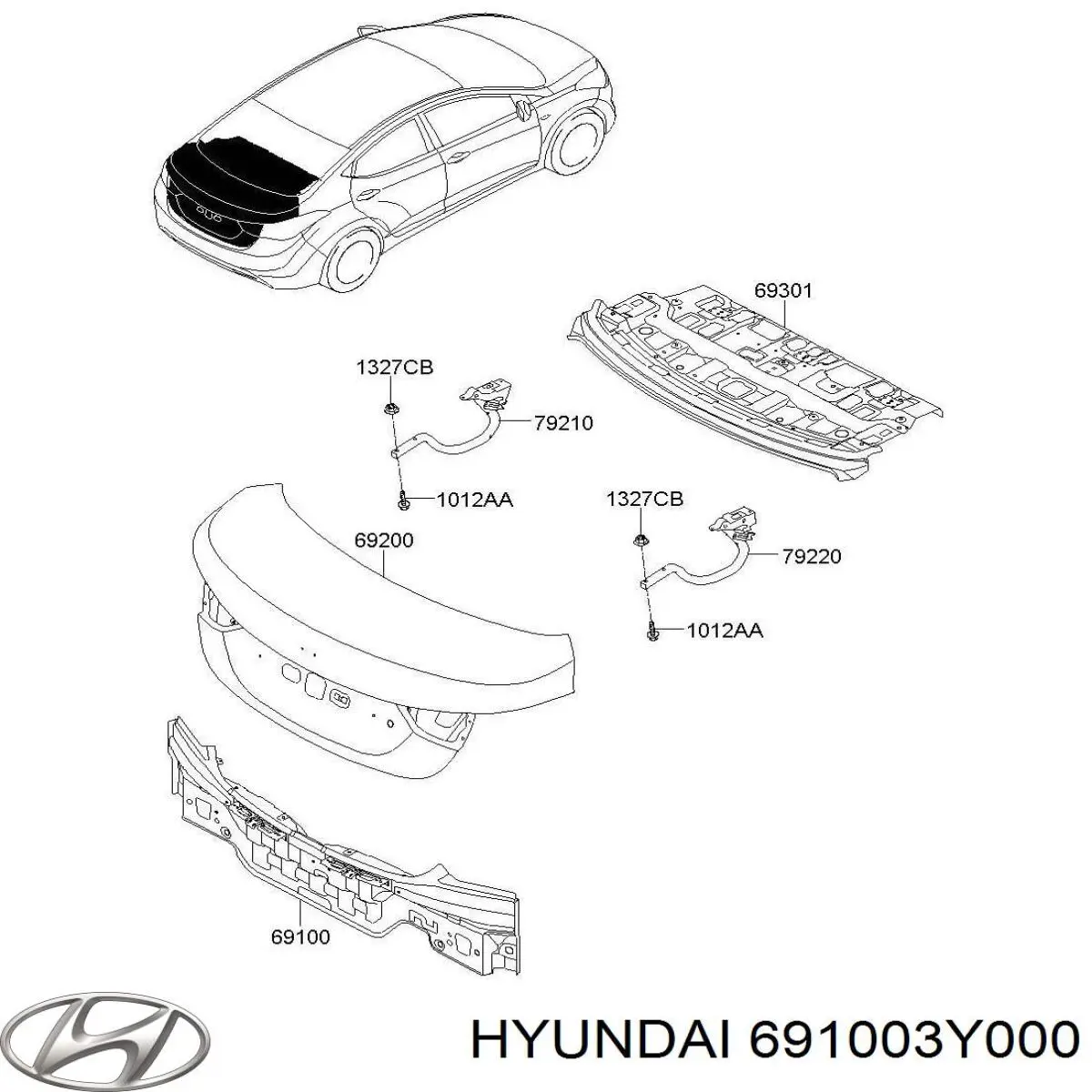 Панель багажного отсека задняя на Hyundai Elantra MD
